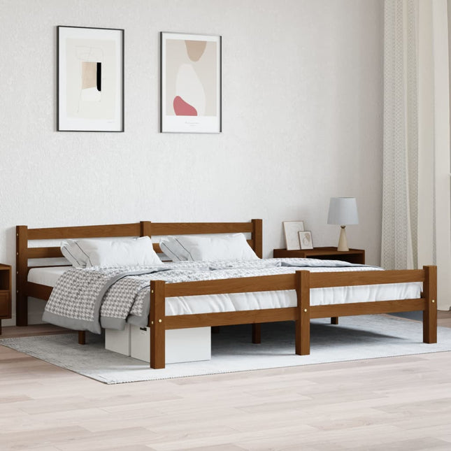 Bedframe massief grenenhout honingbruin 180x200 cm 180 x 200 cm Honingbruin