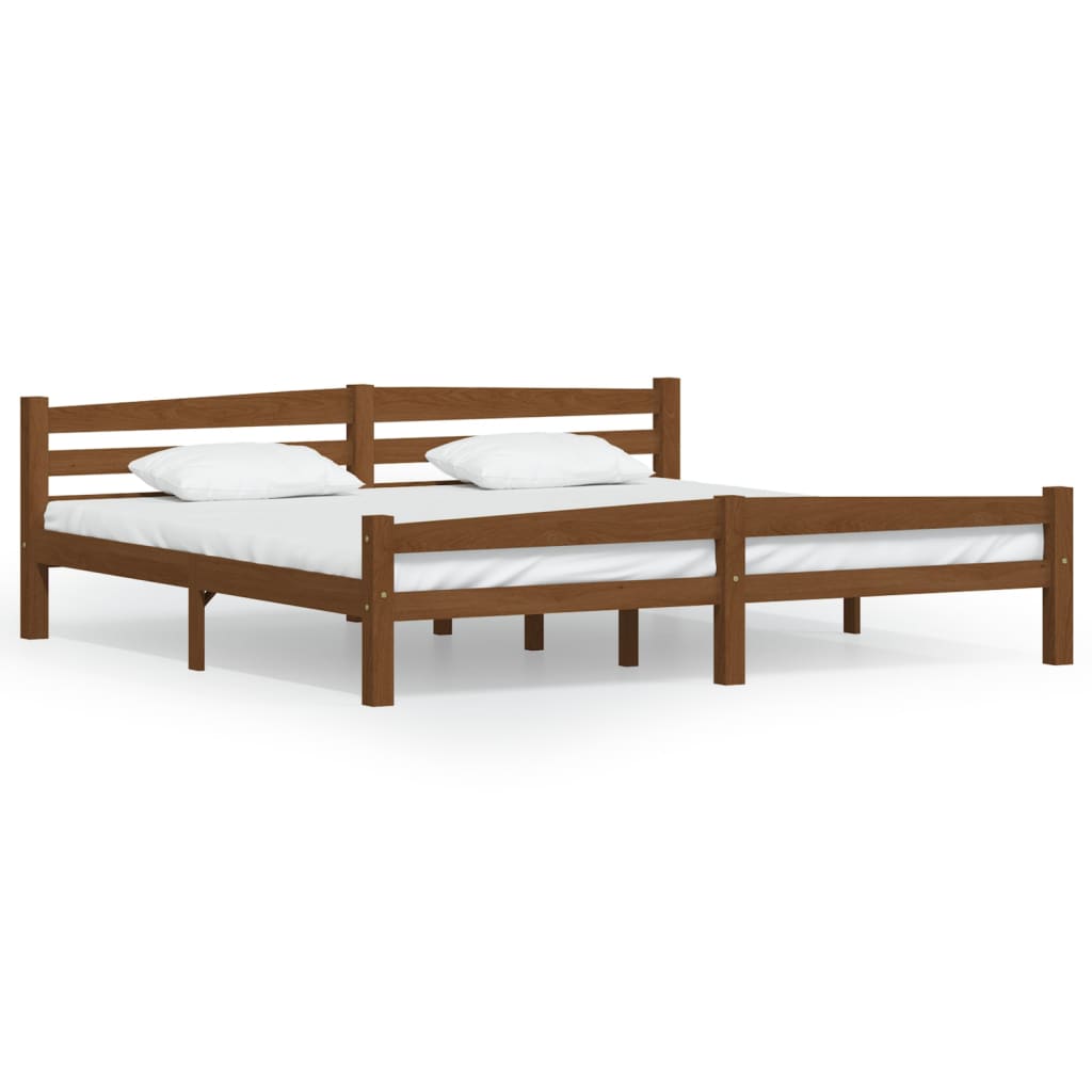 Bedframe massief grenenhout honingbruin 200x200 cm 200 x 200 cm Honingbruin