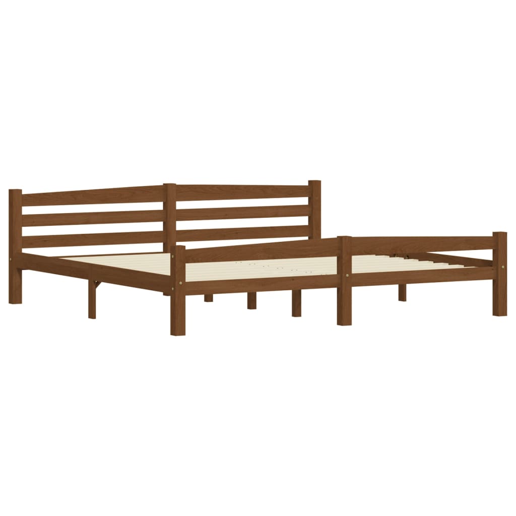 Bedframe massief grenenhout honingbruin 200x200 cm 200 x 200 cm Honingbruin