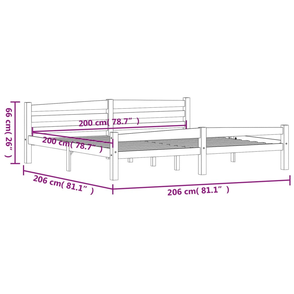 Bedframe massief grenenhout honingbruin 200x200 cm 200 x 200 cm Honingbruin