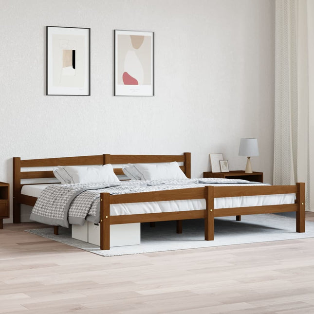 Bedframe massief grenenhout honingbruin 200x200 cm 200 x 200 cm Honingbruin