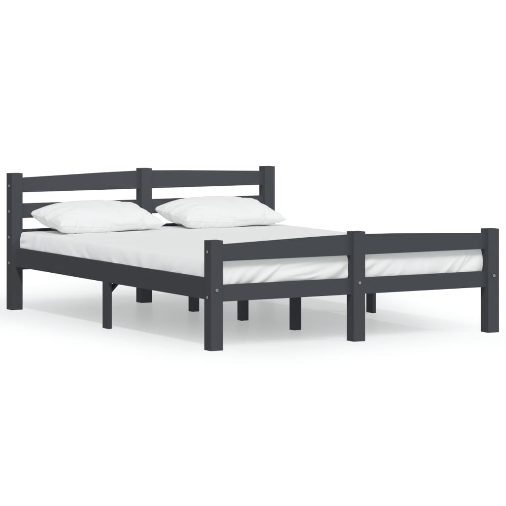 Bedframe massief grenenhout donkergrijs 120x200 cm 120 x 200 cm Donkergrijs