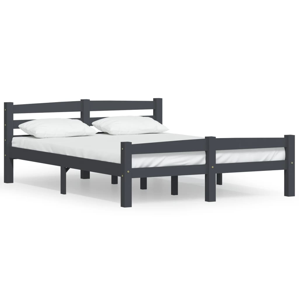 Bedframe massief grenenhout donkergrijs 140x200 cm 140 x 200 cm Donkergrijs