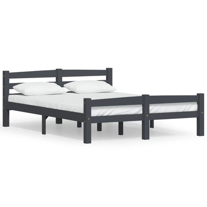 Bedframe massief grenenhout donkergrijs 140x200 cm 140 x 200 cm Donkergrijs