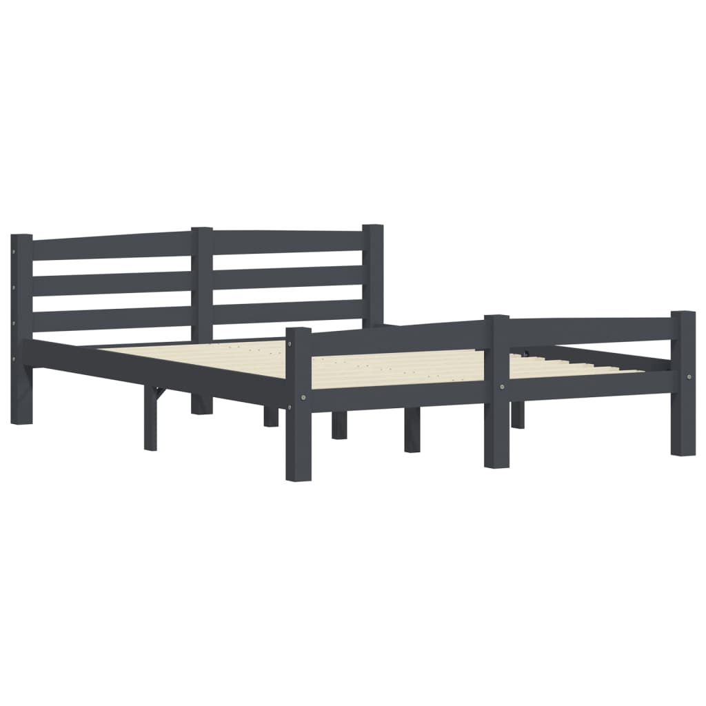 Bedframe massief grenenhout donkergrijs 140x200 cm 140 x 200 cm Donkergrijs