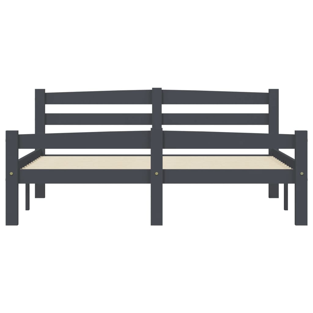 Bedframe massief grenenhout donkergrijs 140x200 cm 140 x 200 cm Donkergrijs