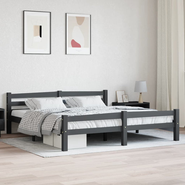 Bedframe massief grenenhout donkergrijs 180x200 cm 180 x 200 cm Donkergrijs