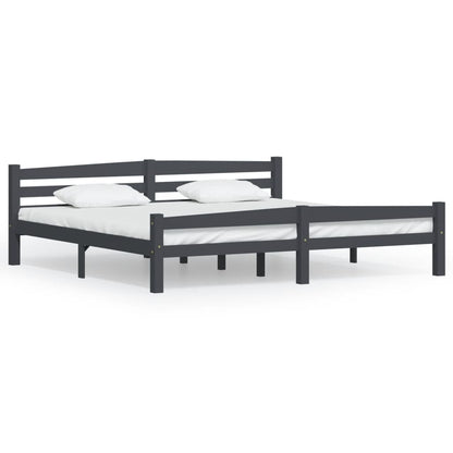 Bedframe massief grenenhout donkergrijs 200x200 cm 200 x 200 cm Donkergrijs