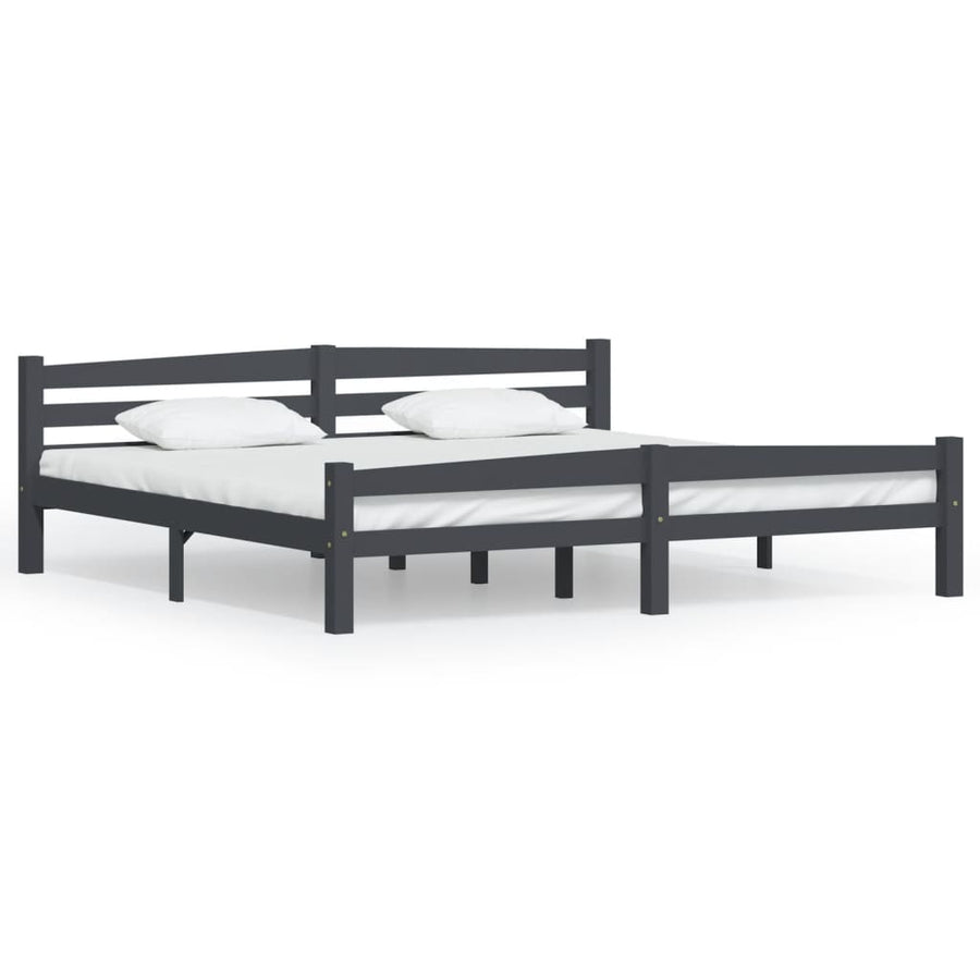 Bedframe massief grenenhout donkergrijs 200x200 cm 200 x 200 cm Donkergrijs