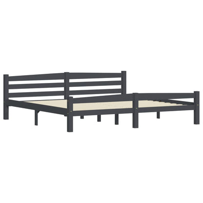 Bedframe massief grenenhout donkergrijs 200x200 cm 200 x 200 cm Donkergrijs