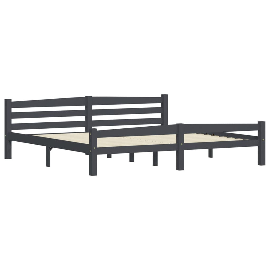 Bedframe massief grenenhout donkergrijs 200x200 cm 200 x 200 cm Donkergrijs