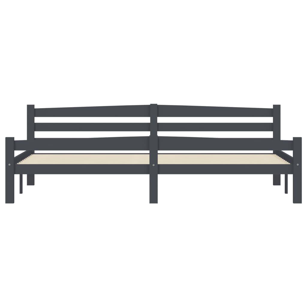 Bedframe massief grenenhout donkergrijs 200x200 cm 200 x 200 cm Donkergrijs