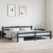 Bedframe massief grenenhout donkergrijs 200x200 cm