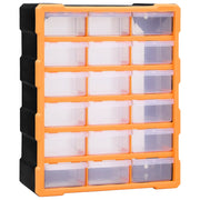 Gereedschapskist 18 lades 38x16x47 cm oranje zwart