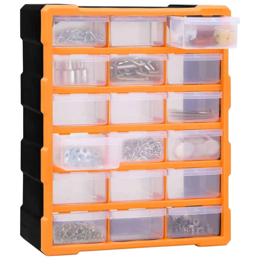Organiser met 18 medium lades 38x16x47 cm 18 lades Oranje en zwart