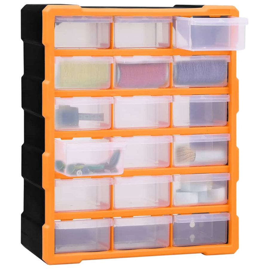 Organiser met 18 medium lades 38x16x47 cm 18 lades Oranje en zwart