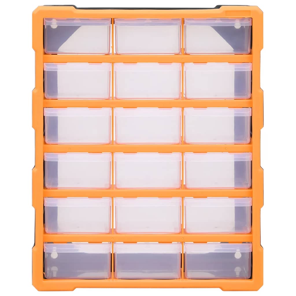 Organiser met 18 medium lades 38x16x47 cm 18 lades Oranje en zwart