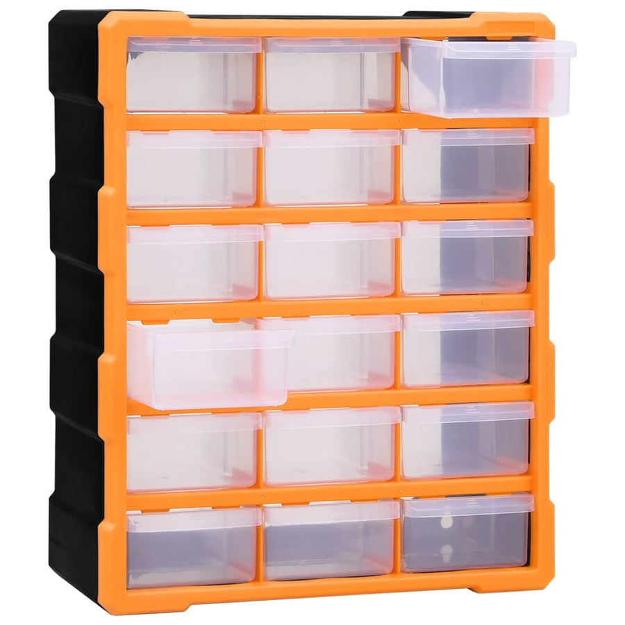 Organiser met 18 medium lades 38x16x47 cm 18 lades Oranje en zwart
