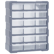 Opbergkast met 18 lades 38x16x47 cm grijs
