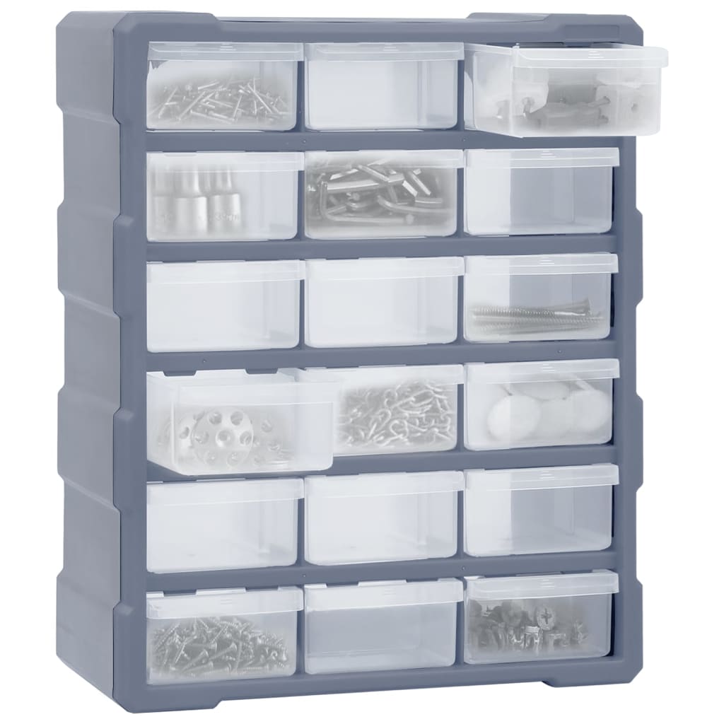 Organiser Met 8 Medium Lades 38X6X47 Cm 18 lades Grijs