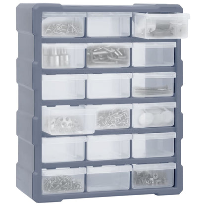 Organiser Met 8 Medium Lades 38X6X47 Cm 18 lades Grijs