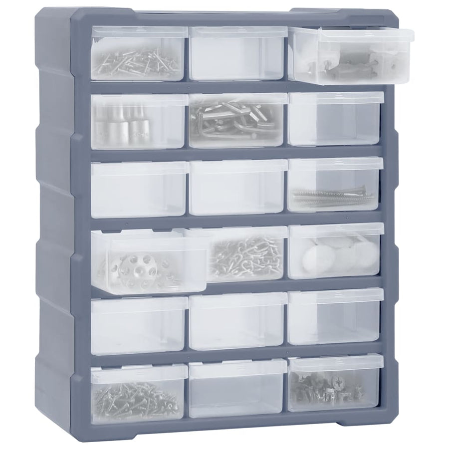 Organiser Met 8 Medium Lades 38X6X47 Cm 18 lades Grijs