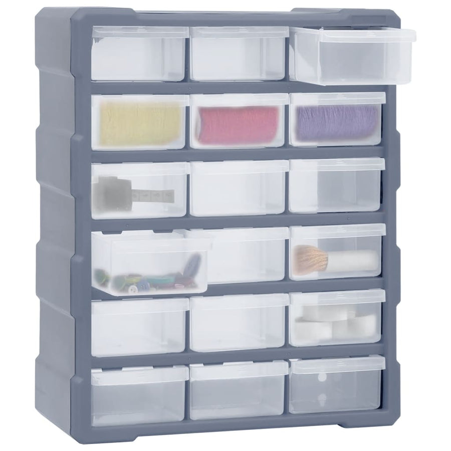 Organiser Met 8 Medium Lades 38X6X47 Cm 18 lades Grijs