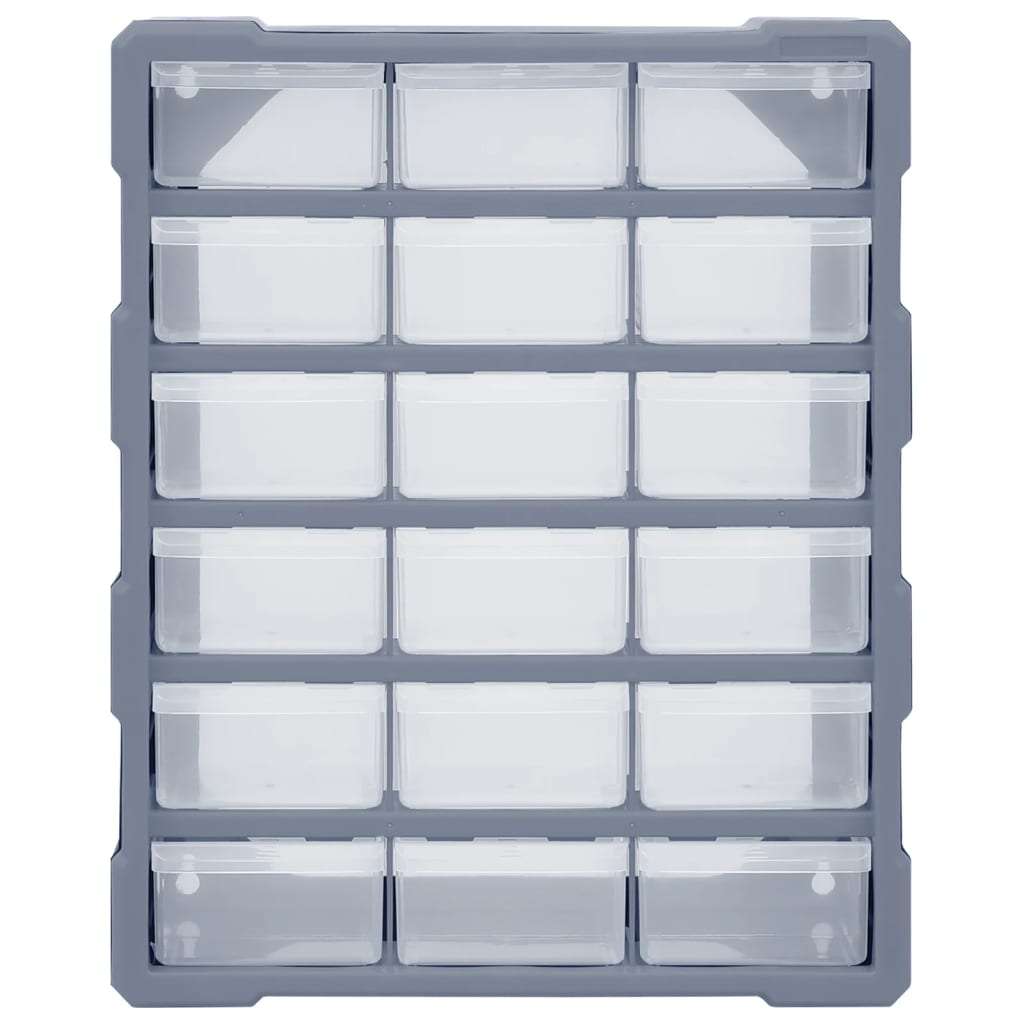 Organiser Met 8 Medium Lades 38X6X47 Cm 18 lades Grijs