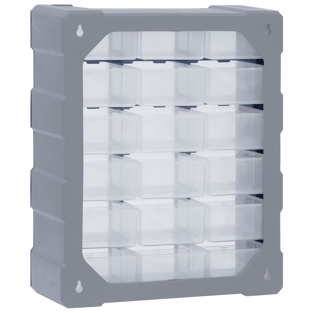 Organiser Met 8 Medium Lades 38X6X47 Cm 18 lades Grijs