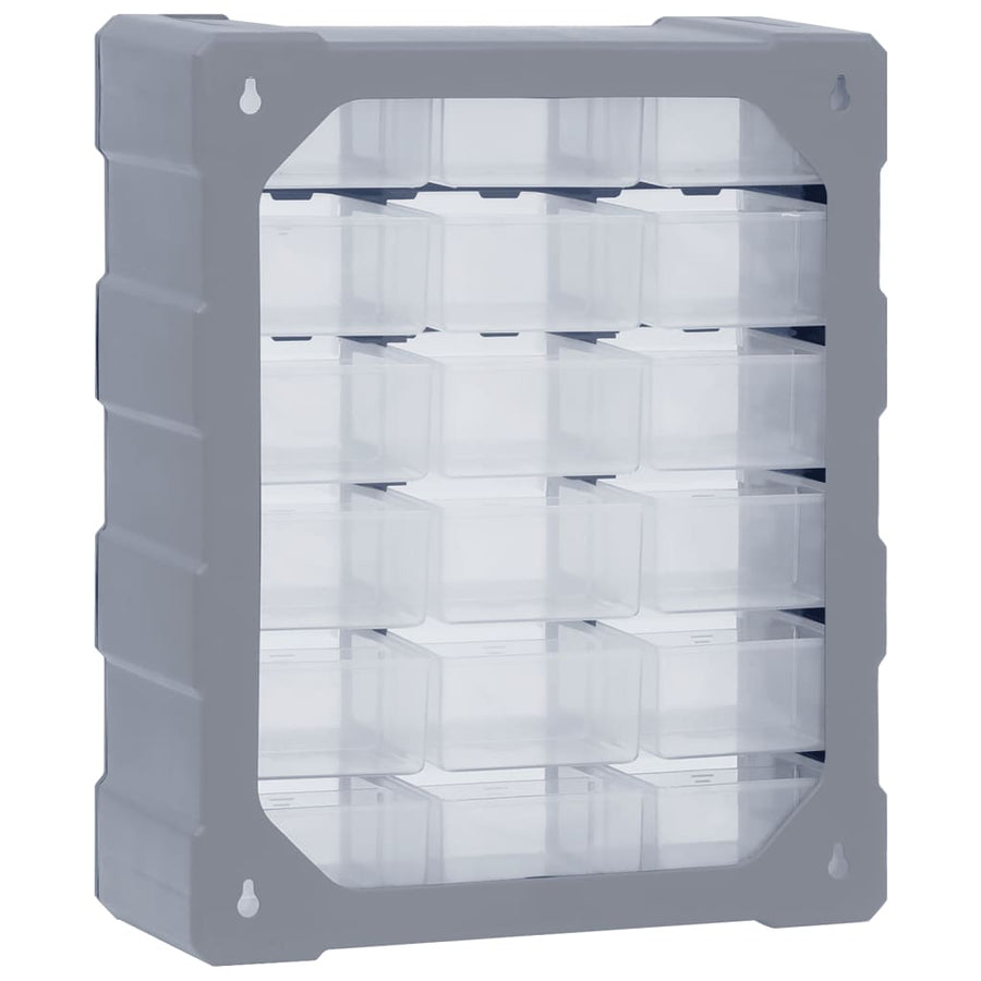 Organiser Met 8 Medium Lades 38X6X47 Cm 18 lades Grijs