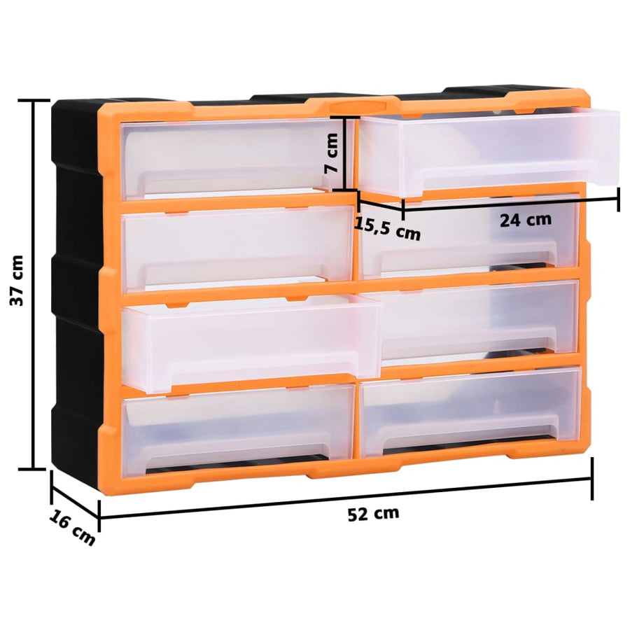 Organiser met 8 grote lades 52x16x37 cm 8 lades Oranje en zwart