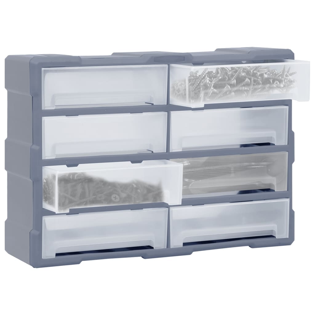 Organiser met 8 grote lades 52x16x37 cm 8 lades Grijs