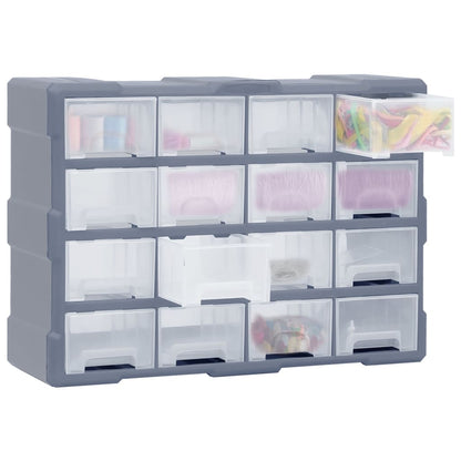Organiser met 16 medium lades 52x16x37 cm 16 lades Grijs
