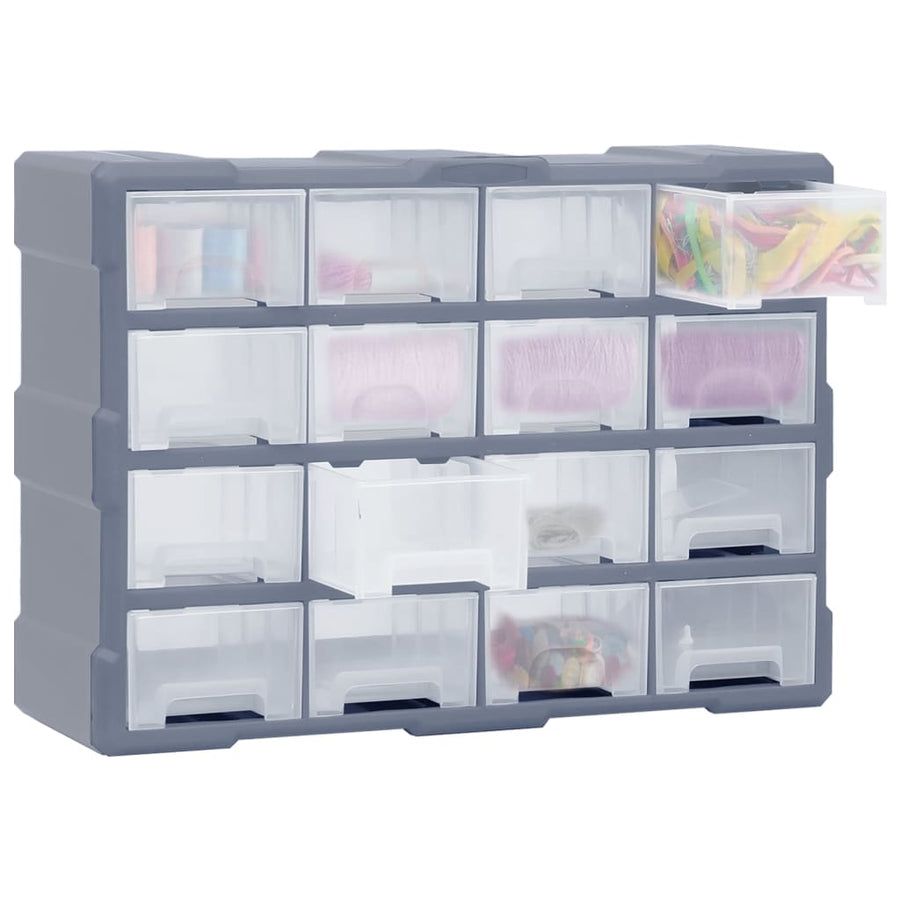 Organiser met 16 medium lades 52x16x37 cm 16 lades Grijs