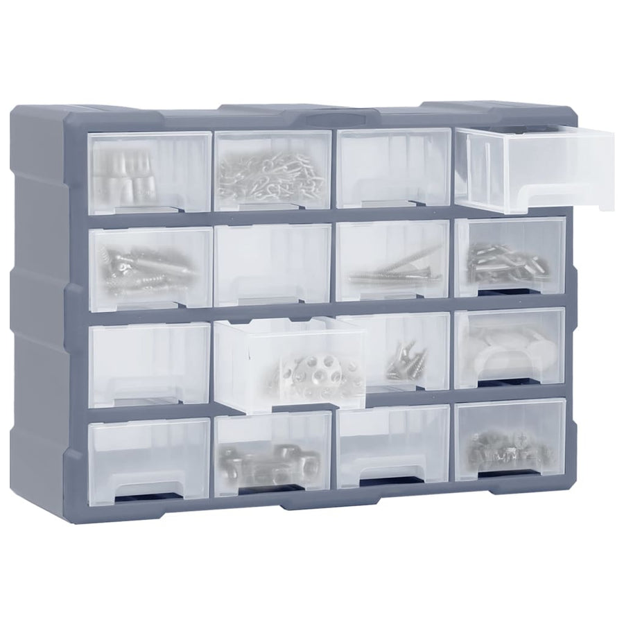 Organiser met 16 medium lades 52x16x37 cm 16 lades Grijs