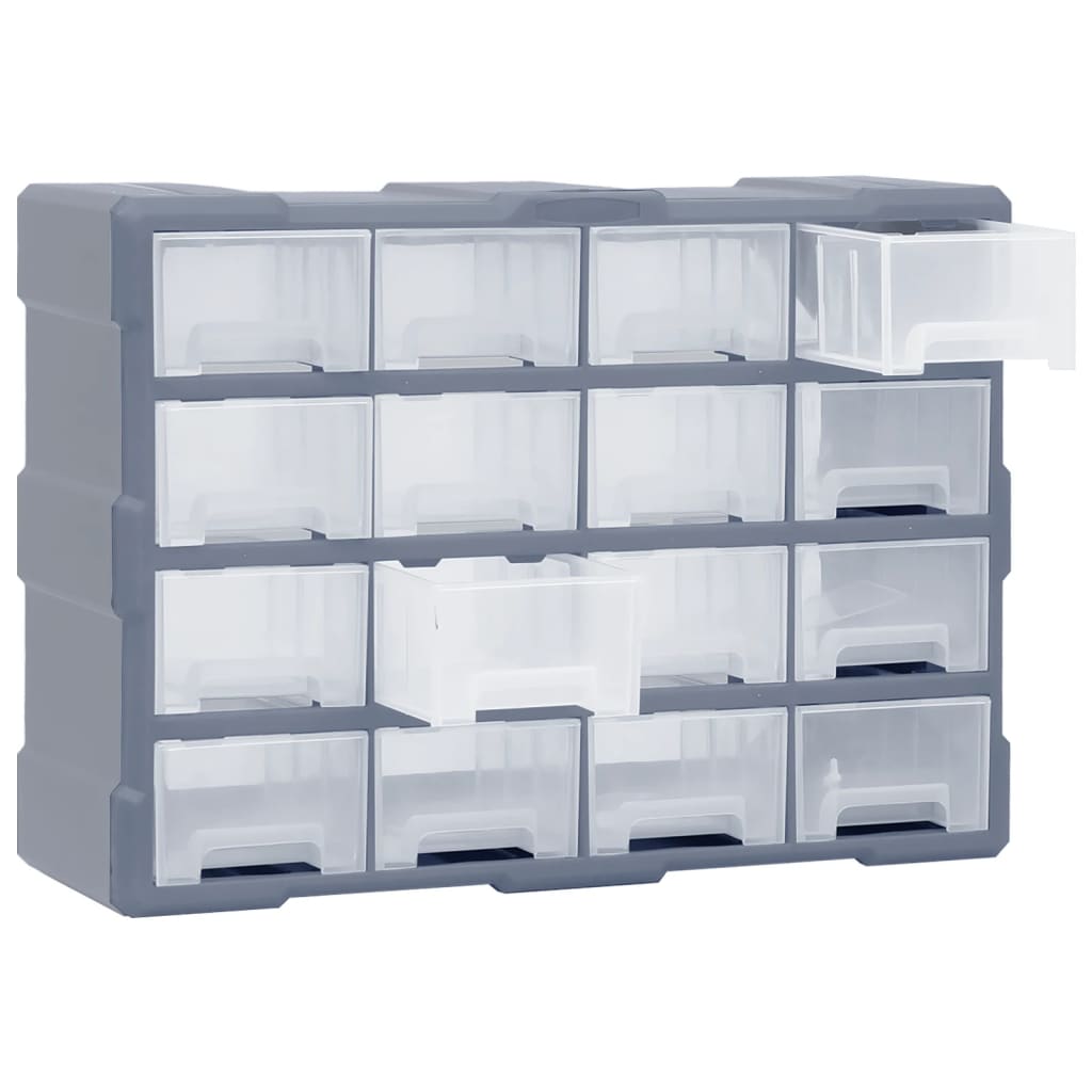 Organiser met 16 medium lades 52x16x37 cm 16 lades Grijs