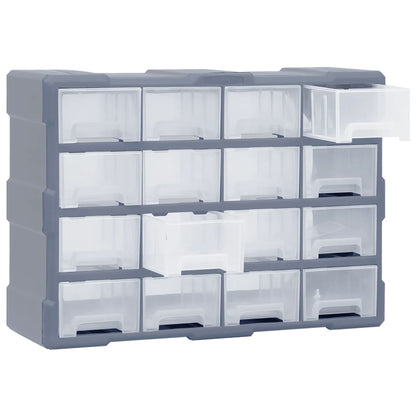 Organiser met 16 medium lades 52x16x37 cm 16 lades Grijs