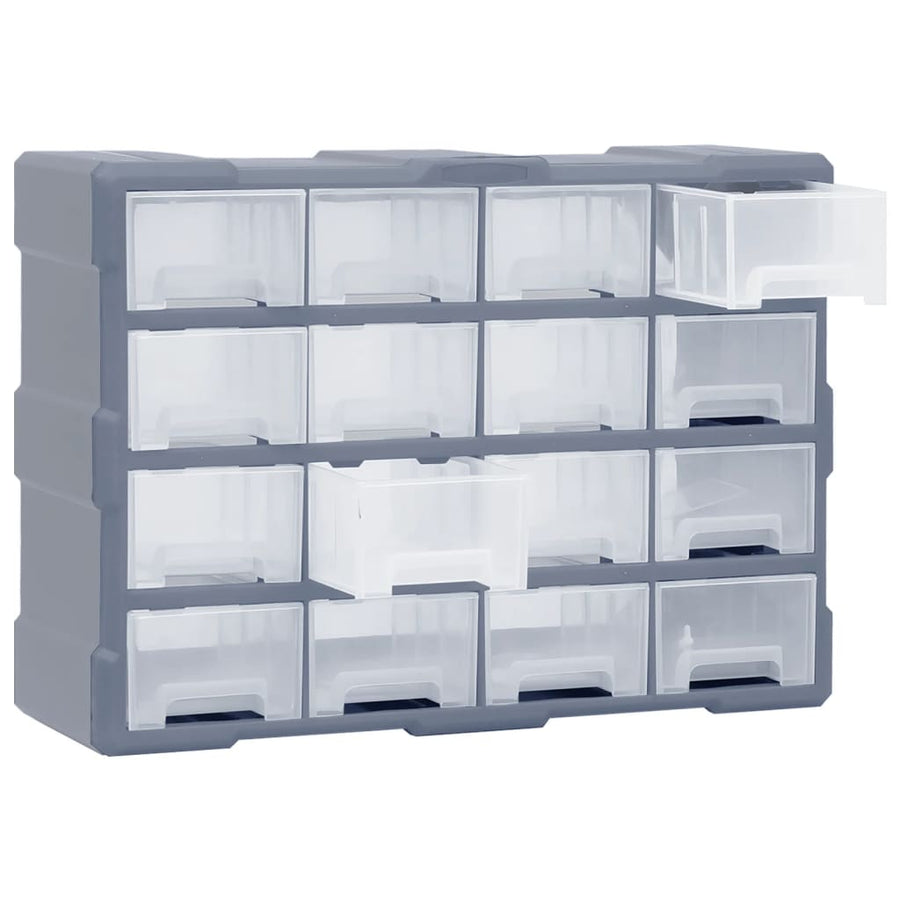 Organiser met 16 medium lades 52x16x37 cm 16 lades Grijs