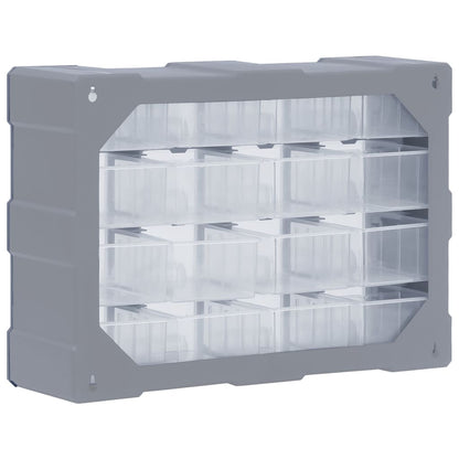 Organiser met 16 medium lades 52x16x37 cm 16 lades Grijs