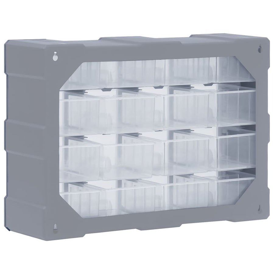 Organiser met 16 medium lades 52x16x37 cm 16 lades Grijs