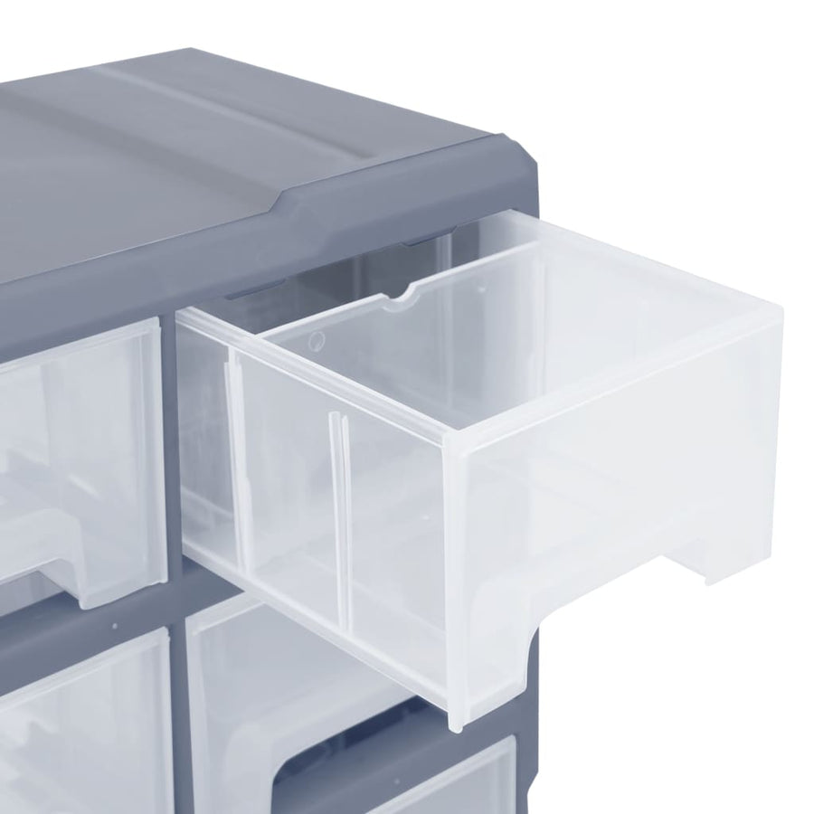 Organiser met 16 medium lades 52x16x37 cm 16 lades Grijs