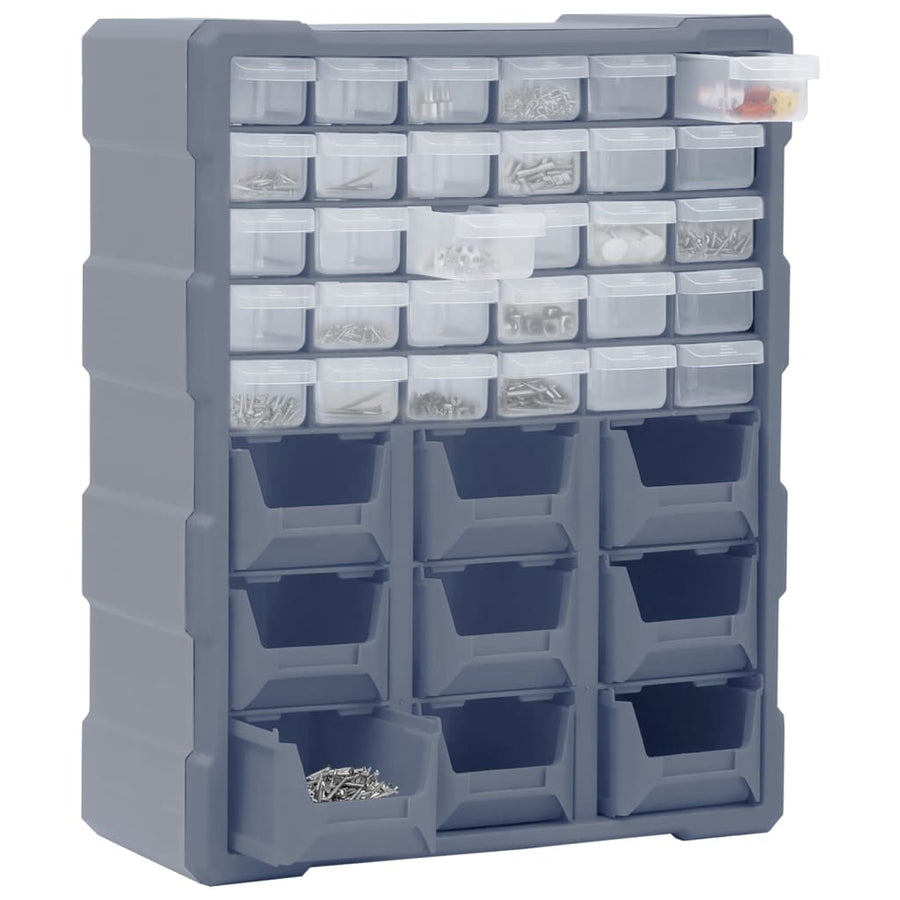 Organiser met 39 lades 38x16x47 cm 30 + 9 lades Grijs