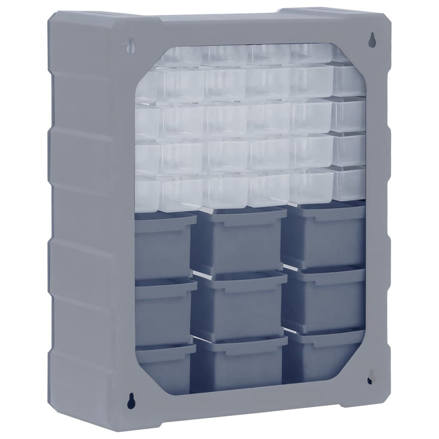 Organiser met 39 lades 38x16x47 cm 30 + 9 lades Grijs