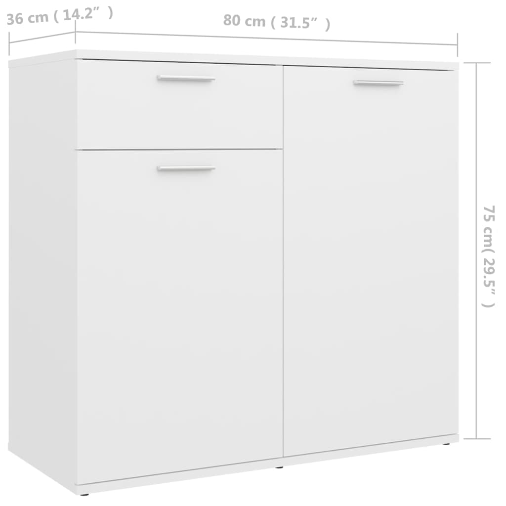 Dressoir Bewerkt Hout 80 x 36 x 75 cm Wit