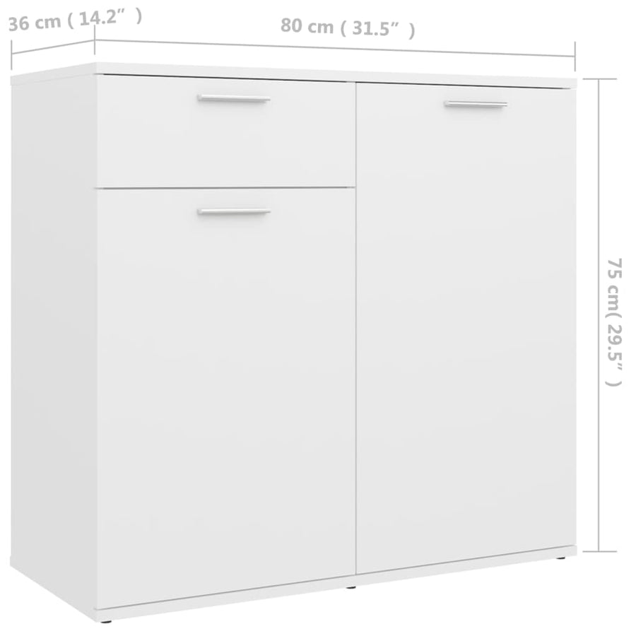 Dressoir Bewerkt Hout 80 x 36 x 75 cm Wit