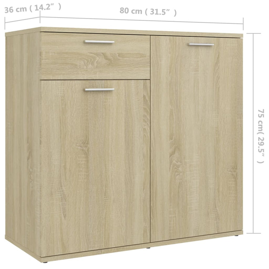 Dressoir Spaanplaat Kleurig 80 x 36 x 75 cm Sonoma eiken
