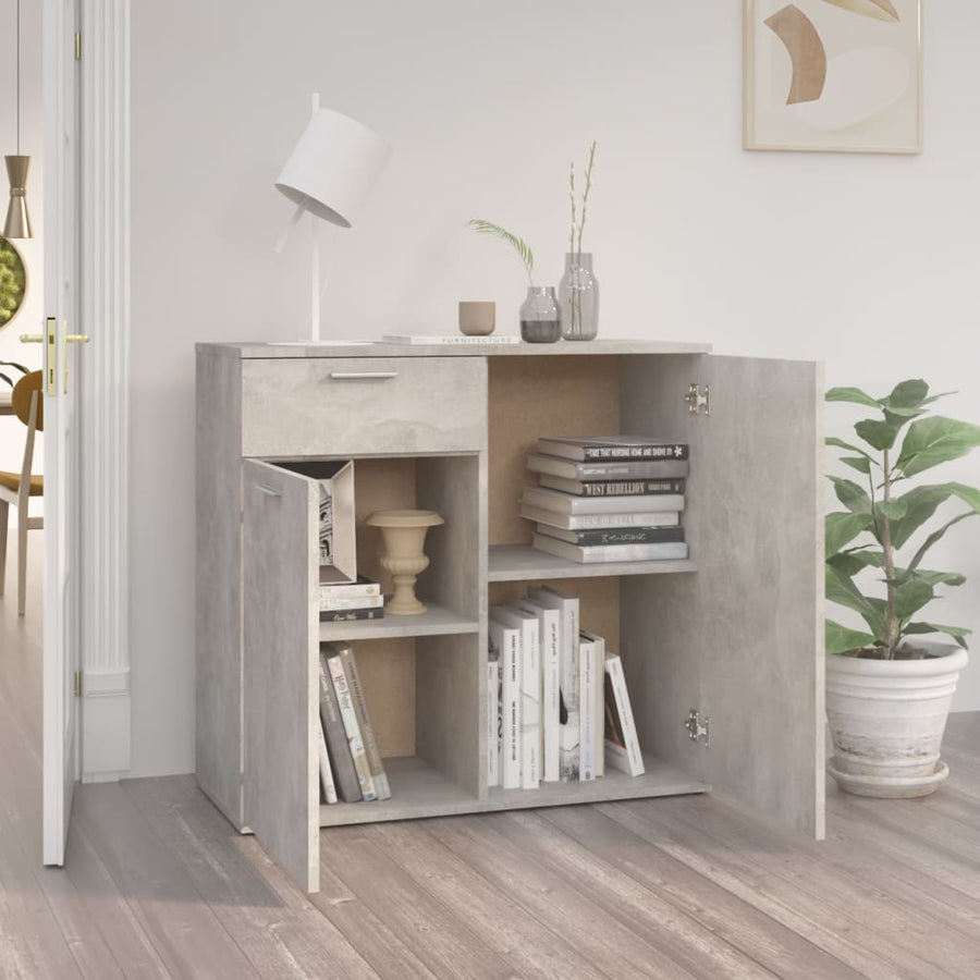 Dressoir Spaanplaat 80 x 36 x 75 cm Betongrijs