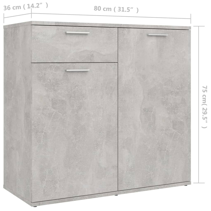 Dressoir Spaanplaat 80 x 36 x 75 cm Betongrijs
