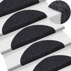 Stair Mats Self-Adhesive 5 pieces 56x17x3 cm Black Half Round