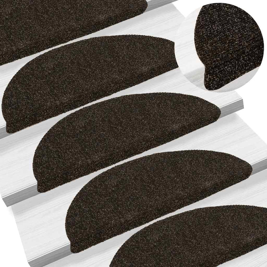 Trapmatten Zelfklevend 5 stuks 56x17x3 cm Donkerbruin Halfrond